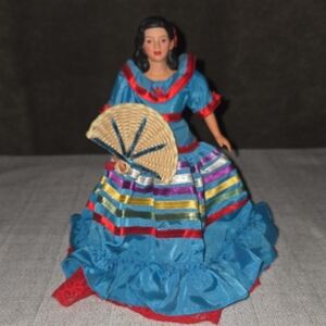 Avon Porcelain Doll with Red and Blue Dress